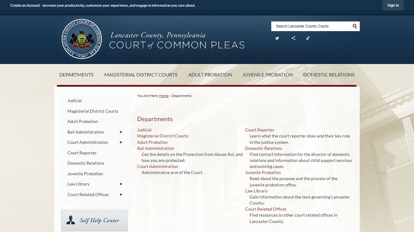 Departments | Lancaster County Courts, PA - Official Website